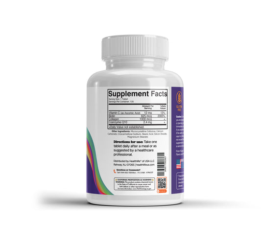 365 Health Collagen + Vitamin C — 120 Tablets — side panel 1