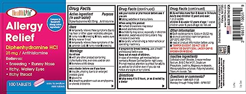 HealthLife® Allergy Relief, Medicine Diphenhydramine HCl Caplets, 25 mg (Pink) | (100 Count) | Children and Adults | Relieves Sneezing, Runny Nose, Hay Fever Symptoms, Itchy Eyes and Throat… B0C8JYWD7T