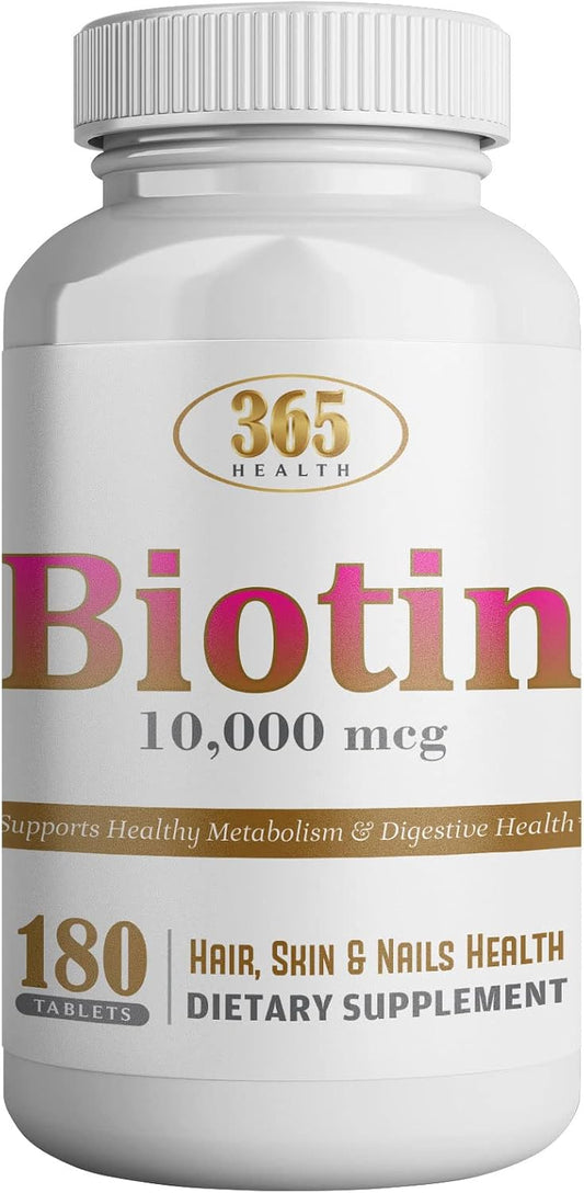 365 Health Biotin 10,000 mcg — 180 Tablets