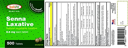 HealthLife® Senna Tablet, 8.6mg (Laxative) 500 Count | Laxative for Constipation, Bloating, Gas & Irregularity Relief.