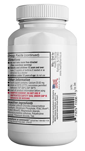 HealthPharma Nighttime Sleep-Aid, Diphenhydramine HCL Caplets, 25 mg (Blue), 600 Count