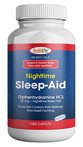HealthLife® Sleep Aid (Diphenhydramine HCl Caplets, 25 mg Blue) 1000 Count