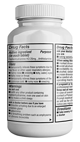 HealthLife® Allergy Relief, Medicine Diphenhydramine HCl Caplets, 25 mg (Pink) | (600 Count) | Children and Adults | Relieves Sneezing, Runny Nose, Hay Fever Symptoms, Itchy Eyes and Throat