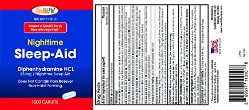 HealthLife® Sleep Aid (Diphenhydramine HCl Caplets, 25 mg Blue) 1000 Count