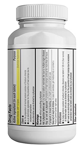 Health Life Sodium Chloride Tablets 1 gm, USP | 300 Count | Normal Salt Tablets | (15.4gr.) | Electrolytes Replenisher Hydration Drink