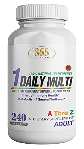 Multivitamin, Multimineral Supplement w/ Antioxidants, Zinc, Vitamin D3 & B Vitamins, Gluten Free, Non-GMO Ingredients - (240 Count) 365 Health