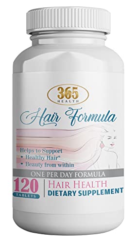 365 Health All in One Hair Growth Vitamins for Men & Women - Advanced Hair Formula Includes Biotin, Folic Acid, Pantothenic Acid - Hair Supplement - 120 Veg Tablets Non - GMO