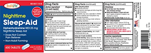 HealthLife® Sleep Aid (Diphenhydramine HCl Caplets, 25 mg Blue) 600 Count