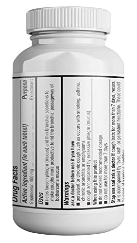 Health Pharma Mucus Relief Guaifenesin Caplets, 400 mg (200 Count) Fast Acting Expectorant, Thins and Loosens Mucus, Relieves Chest Congestion, Cough, Cold and Flu.