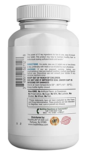 365 Health All in One Hair Growth Vitamins for Men & Women - Advanced Hair Formula Includes Biotin, Folic Acid, Pantothenic Acid - Hair Supplement - 120 Veg Tablets Non - GMO