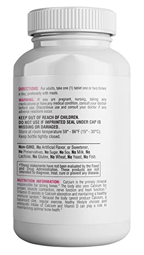 365 Health Calcium 600 mg with Vitamin D3, 240 Tablets