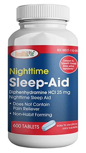 HealthLife® Sleep Aid (Diphenhydramine HCl Caplets, 25 mg Blue) 600 Count