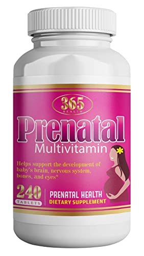 365 Health Prenatal Multivitamin with Folic Acid, Dietary Supplement for Daily Nutritional Support, 240 Tablets, 240 Day Supply