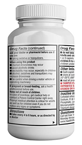 HealthLife® Allergy Relief, Medicine Diphenhydramine HCl Caplets, 25 mg (Pink) | (600 Count) | Children and Adults | Relieves Sneezing, Runny Nose, Hay Fever Symptoms, Itchy Eyes and Throat