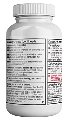 HealthPharma Nighttime Sleep-Aid, Diphenhydramine HCL Caplets, 25 mg (Blue), 600 Count