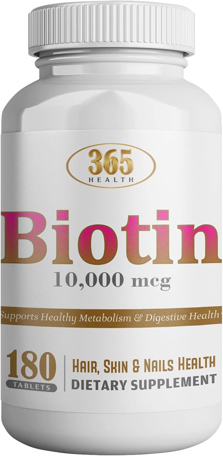 365 Health Biotin 10,000 mcg — 180 Tablets