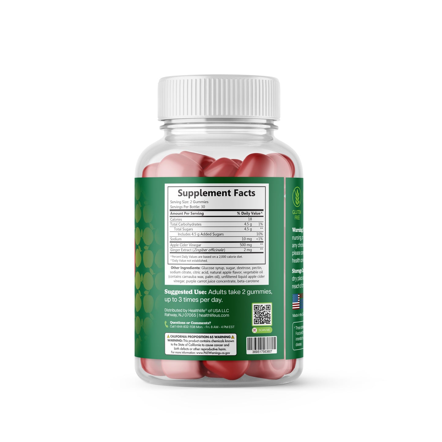 365 Health Apple Cider Vinegar Gummies (60 Count) — Apple Flavored