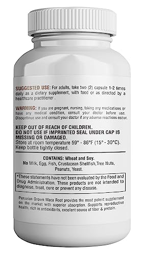 365 Health Organic Maca Root Powder Capsules 1900 mg with Black + Red + Yellow Peruvian Maca Root Extract Supplement for Men and Women - Vegan Capsules