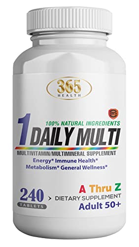 365 Health Multivitamin for Adults 50 Plus, Multivitamin/Multimineral Supplement with Vitamin D3, B Vitamins, Calcium and Antioxidants, Gluten Free, Non-GMO Ingredients - 240 Count