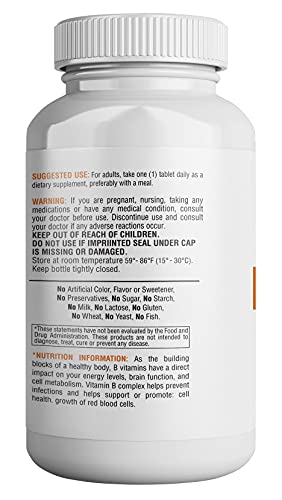 Vitamin B-Complex 365 Tablets | Supports Healthy Hair & Skin, Immune System Function, Blood Cell Formation & Energy Metabolism 365 Health