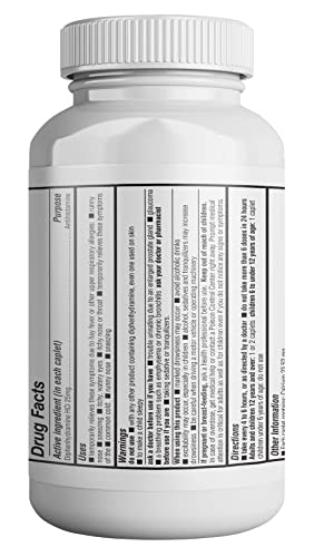Health Pharma Allergy Relief Medicine | Antihistamine Diphenhydramine HCl 25 mg (1000 Tablets) | Children and Adults | Relieves Sneezing, Runny Nose, Hay Fever Symptoms, Itchy Eyes and Throat